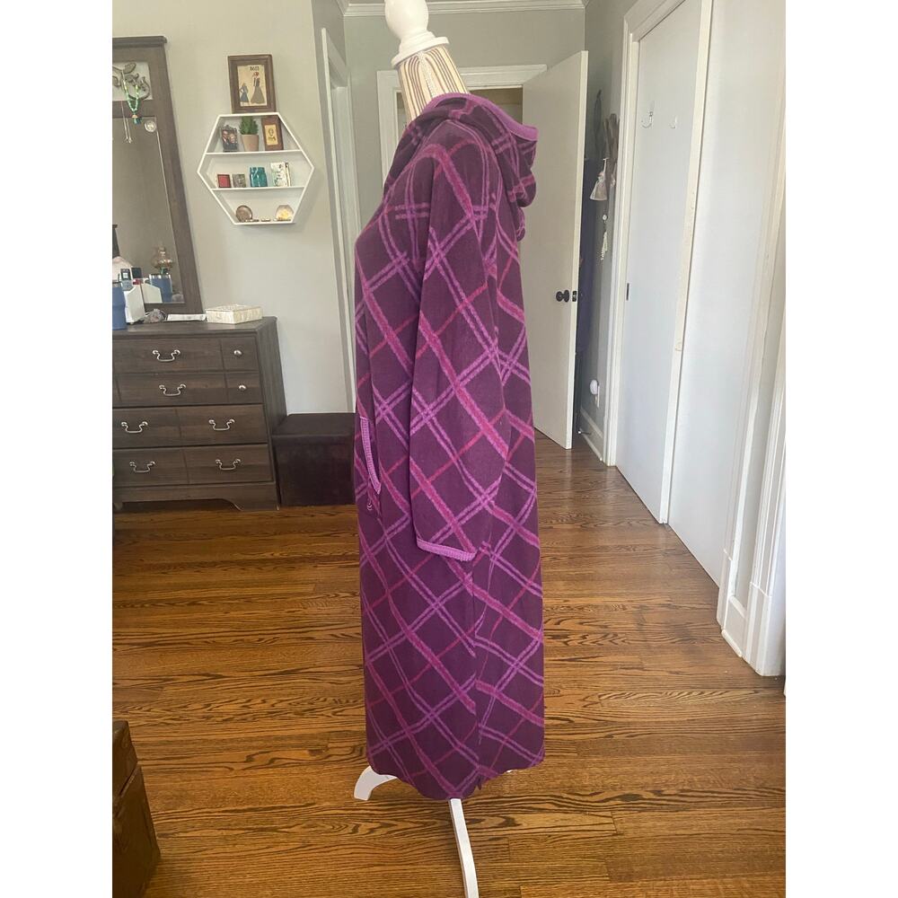 CuddleDuds Purple Paid Fleecewear Hooded Lounger - Picture 6 of 8